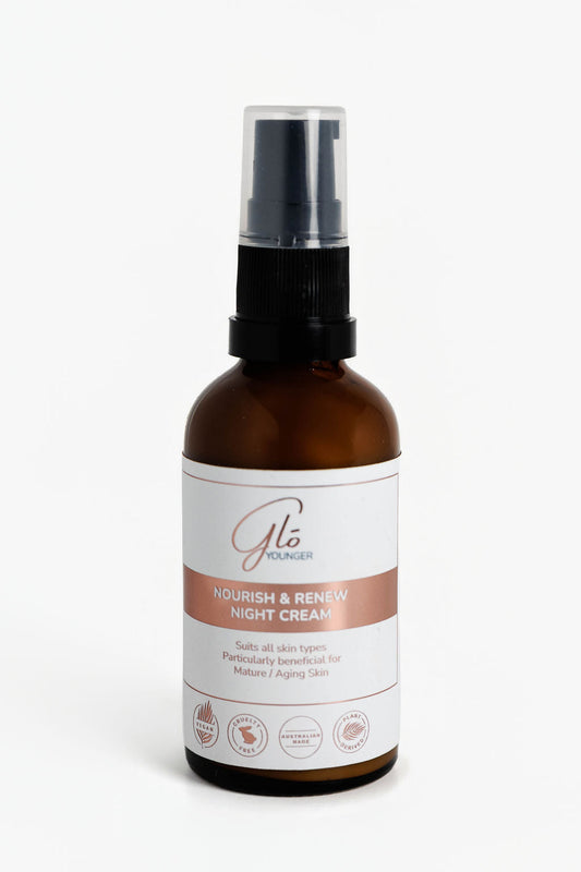 Glo Younger Nourish and Renew Night Cream front on white