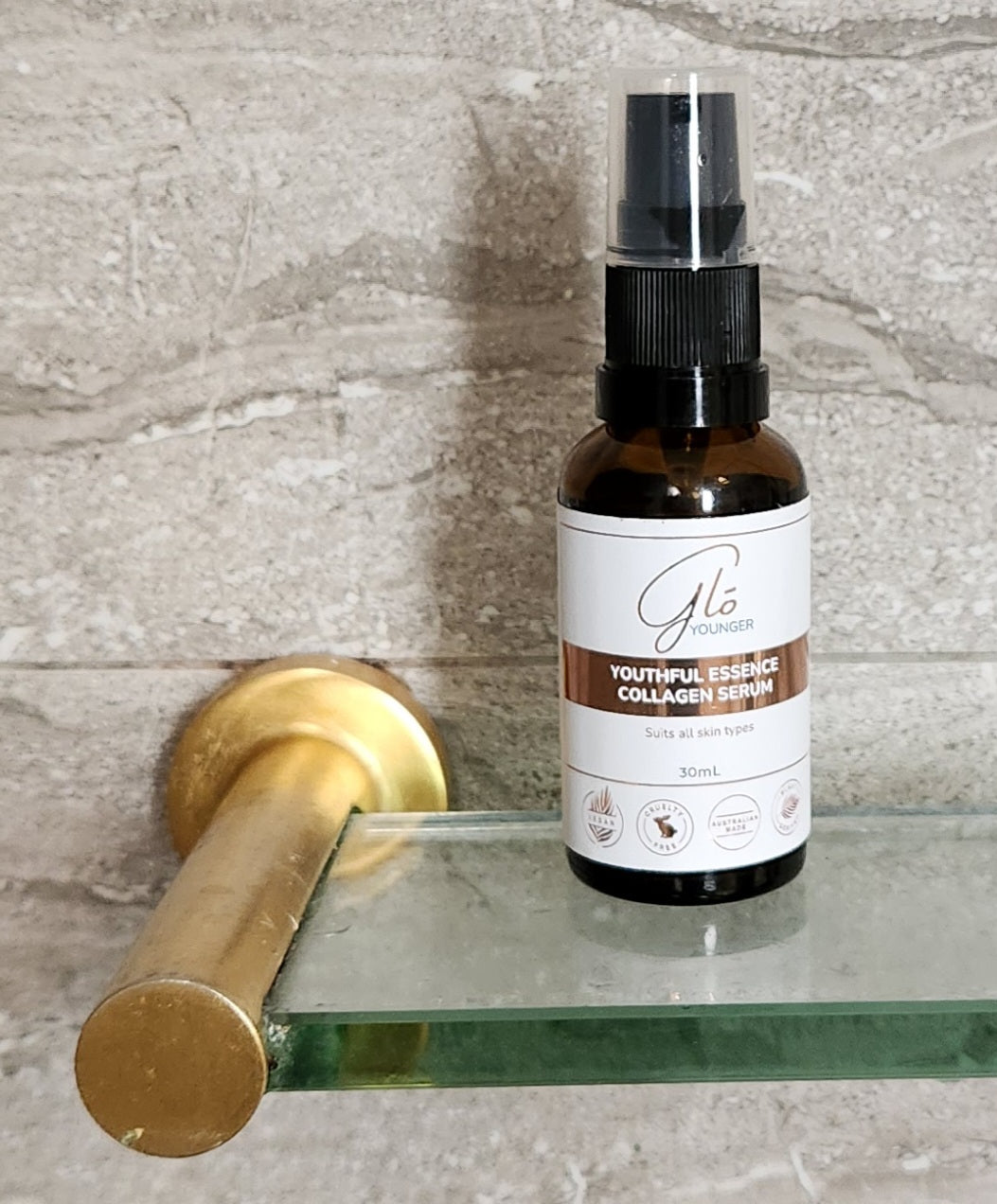 Glo Younger Youthful Essence Collagen Serum bottle for firmer skin