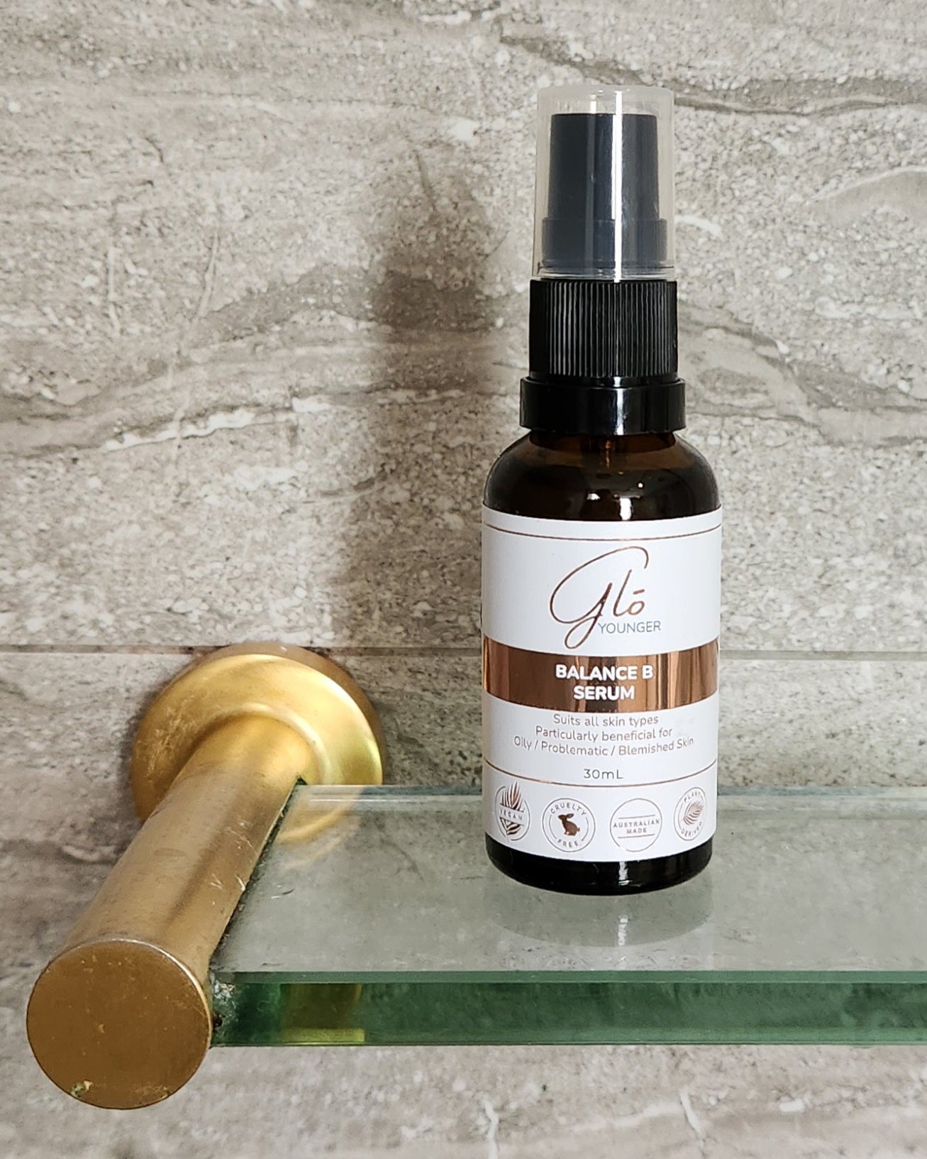 Glo Younger Balance B Serum niacinamide vitamin B3 serum bottle