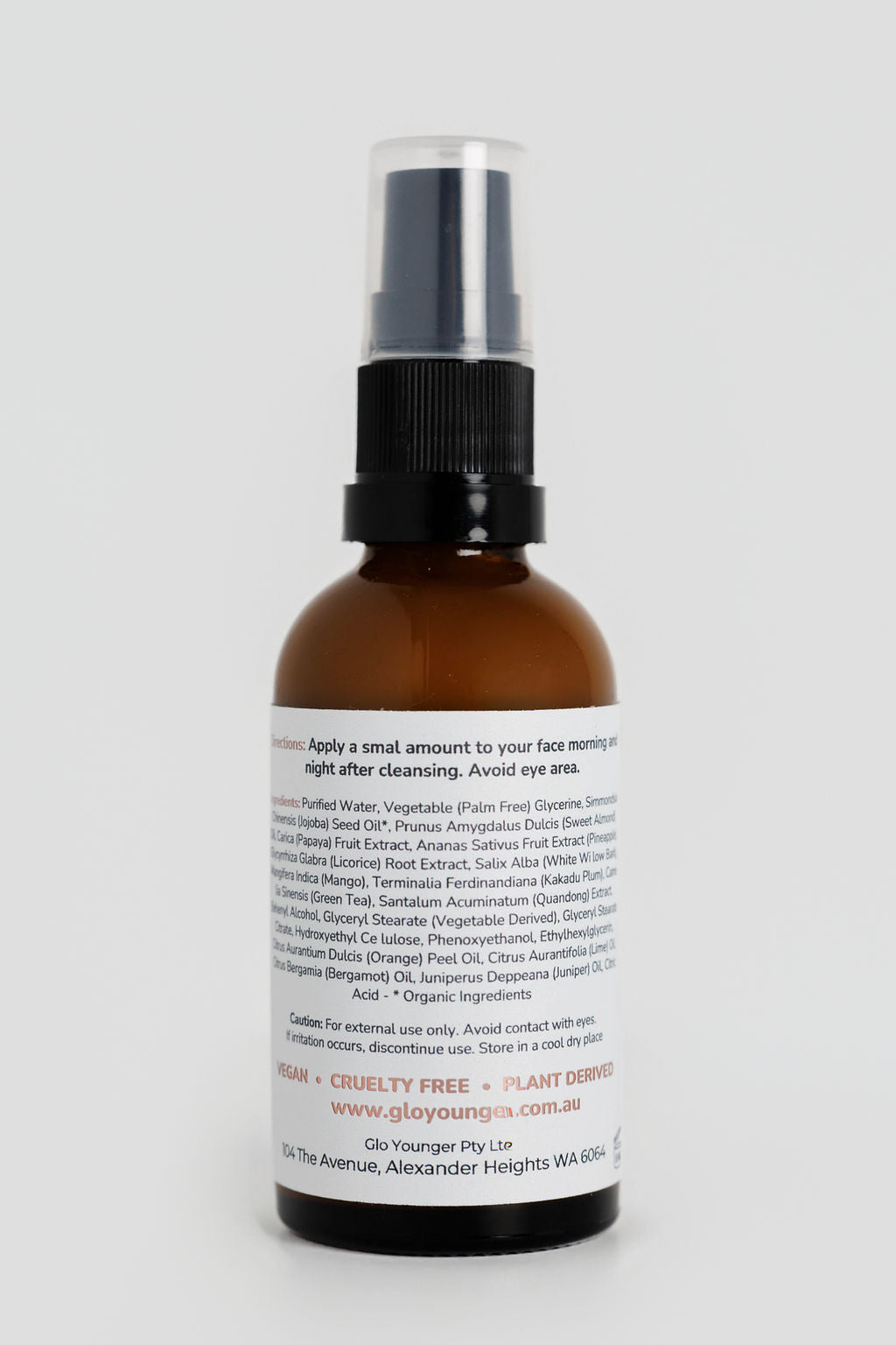 Glo Younger Clarify and Hydrate Lotion back label directions and ingredients