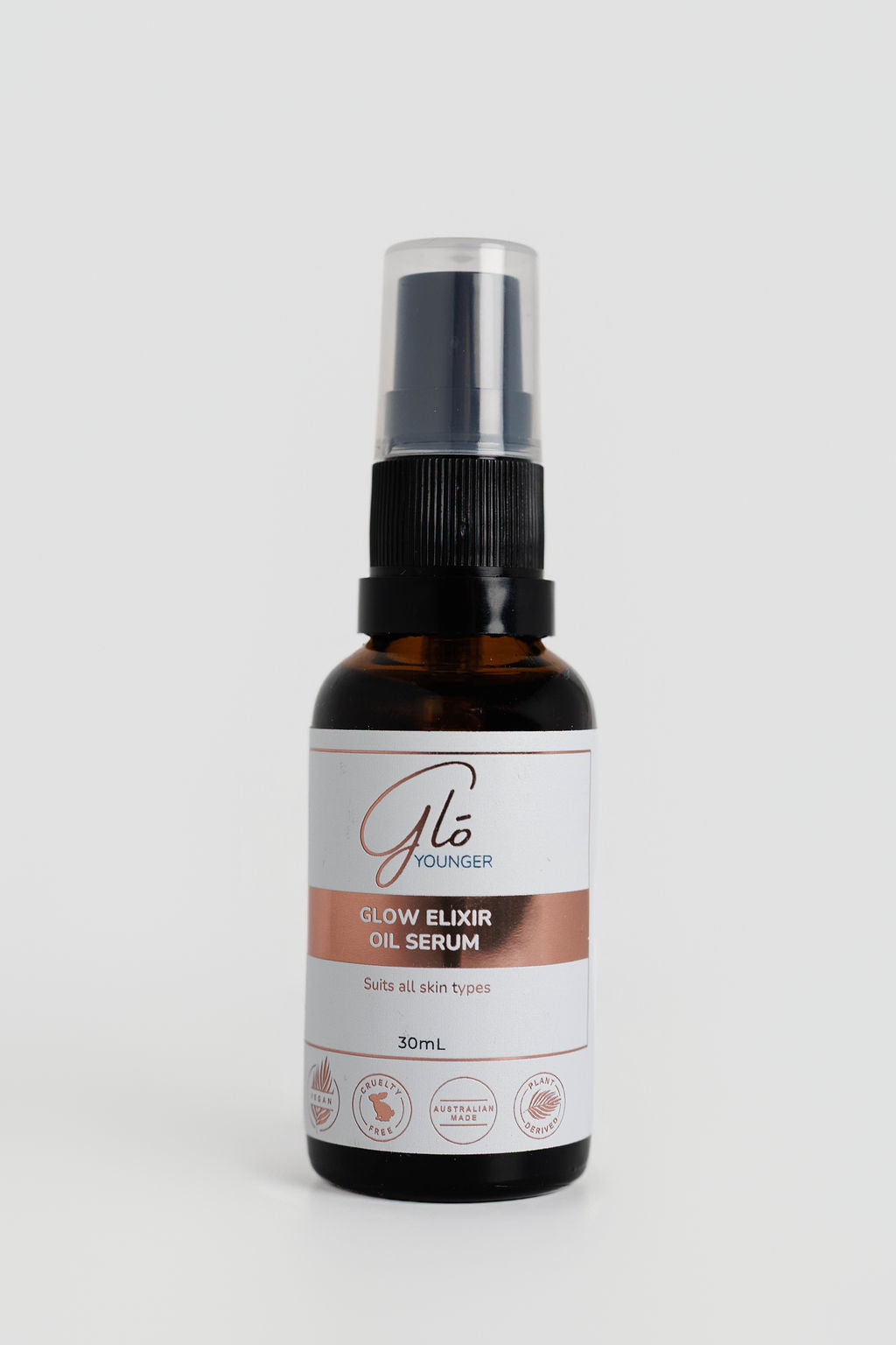 Glo Younger Glow Elixir Oil Serum front on white