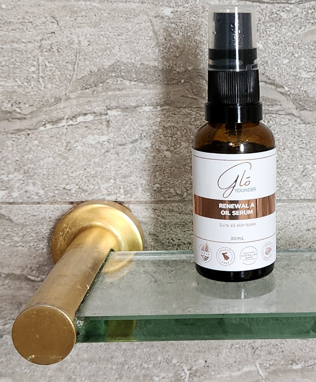 Glo Younger Renewal A Oil Serum vitamin A facial oil bottle