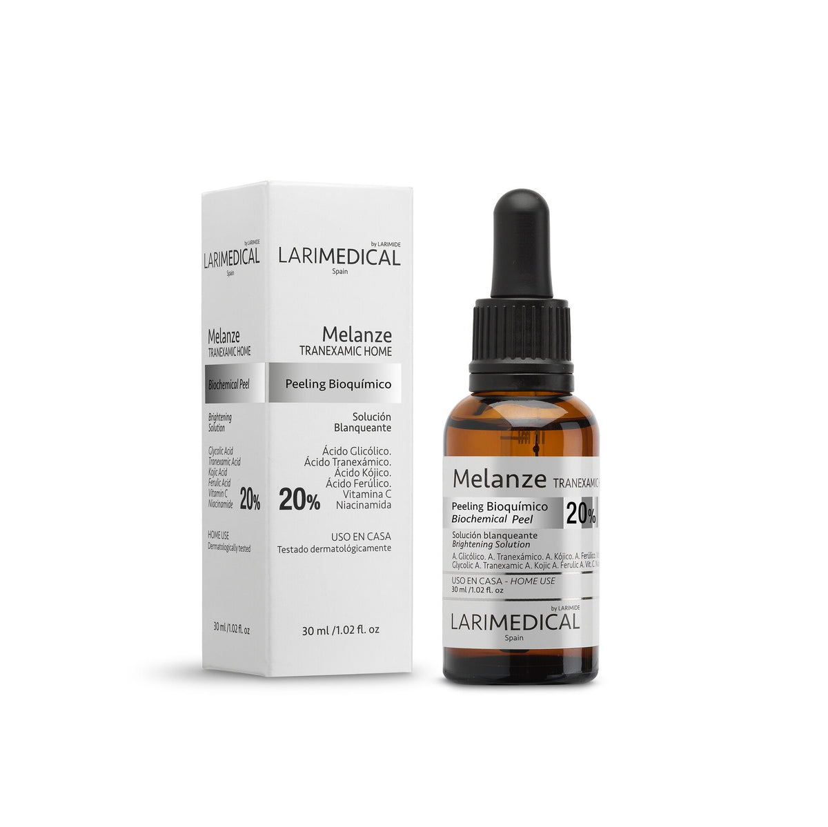 Larimedical Melanze Tranexamic Home 30ml bottle and box