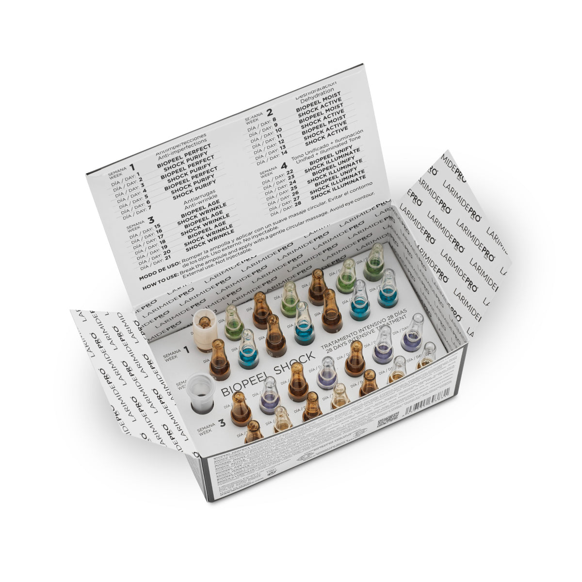 LarimidePro BioPeel Shock 28-Day Treatment open box with ampoules