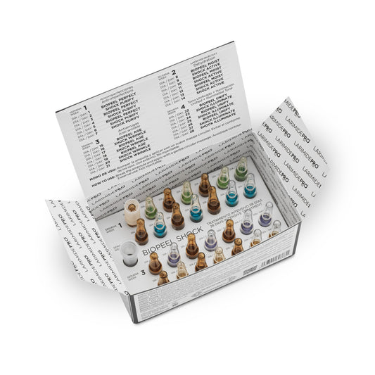 LarimidePro BioPeel Shock 28-Day Treatment open box with ampoules