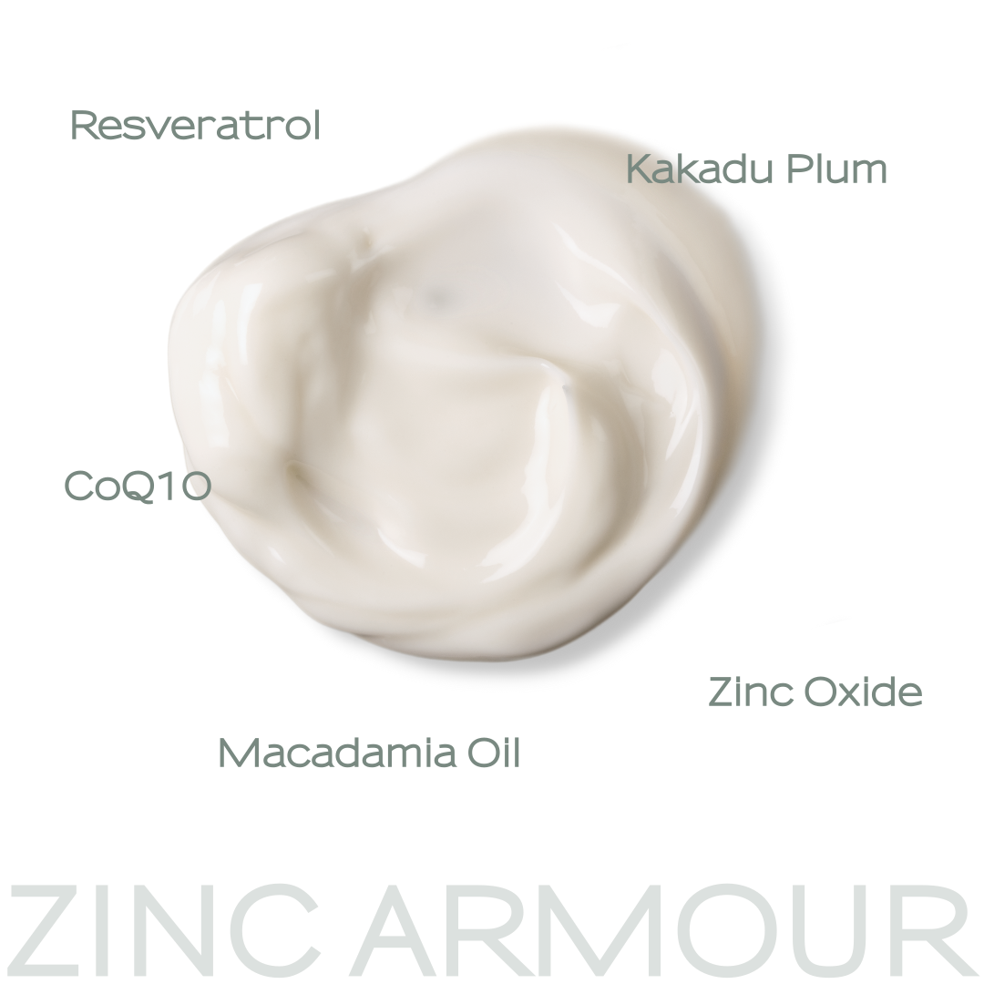Skindividual Zinc Armour cream texture with key ingredients